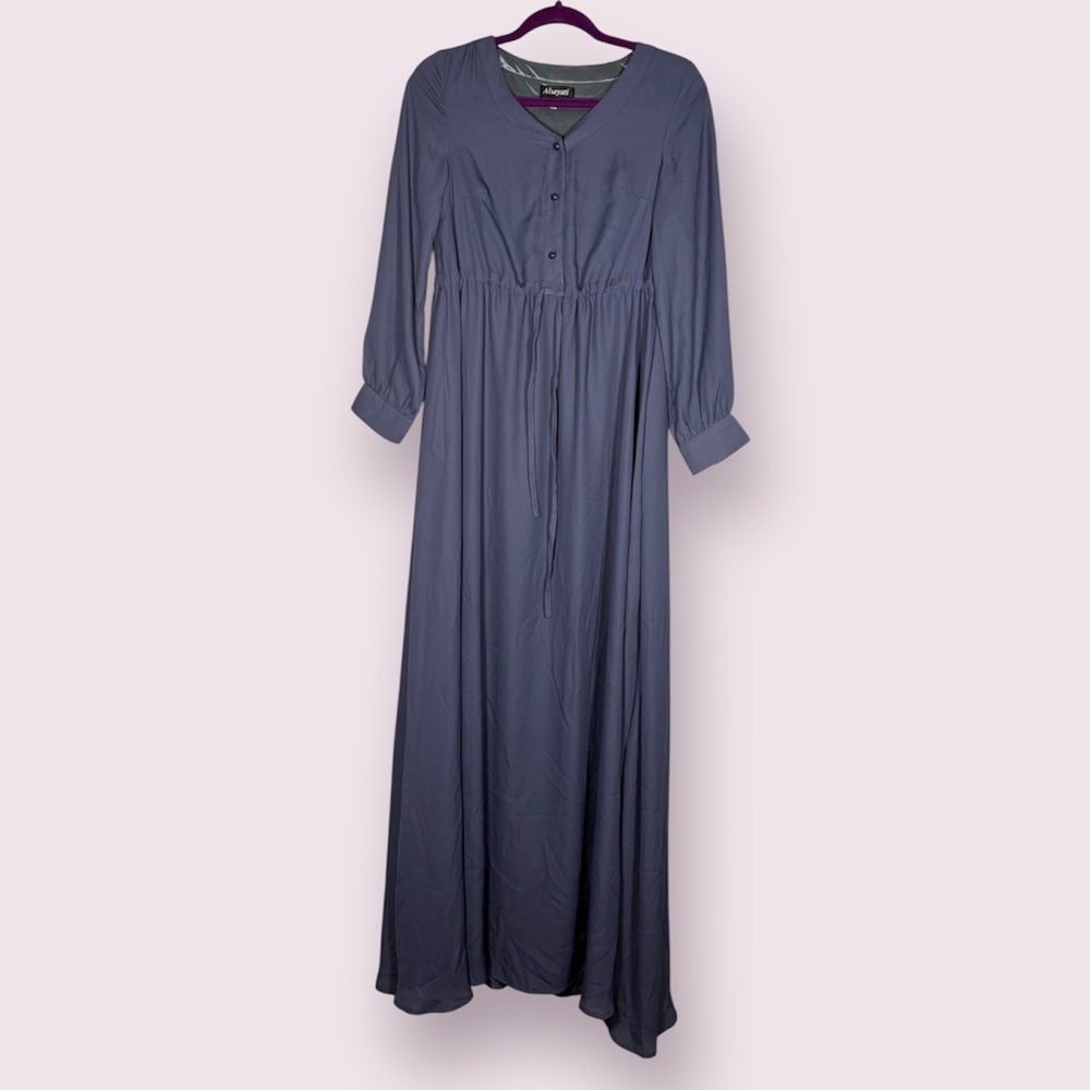 Abayati Fashion Dusty Blue Long Sleeve Maxi Dress